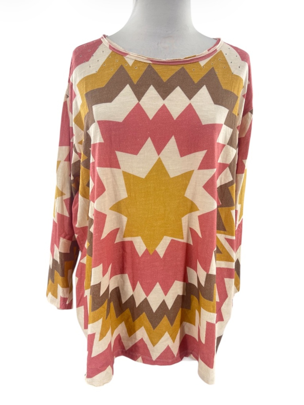 NWT Paper lace starburst quilt print top distressed one size